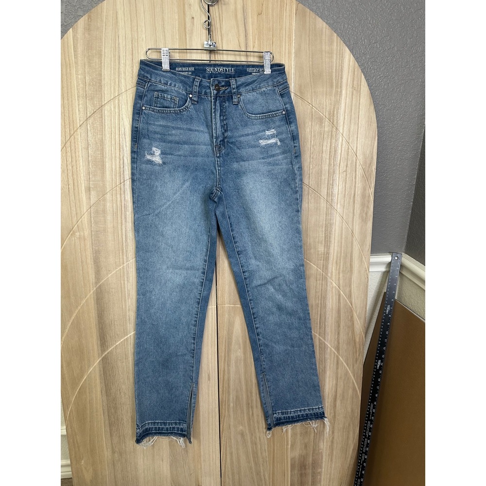 SOUNDSTYLE‎ Hope High Rise Straight Leg Distressed Blue Jeans Women's Size 4